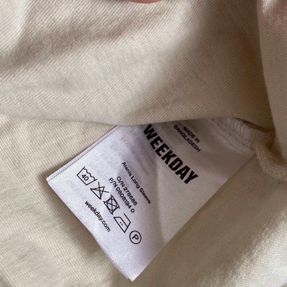 White Weekday Alanis Long Sleeve Medium Long Sleeve Cotton Shirt View 3
